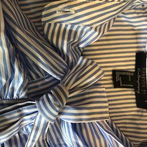 Blue/white Striped button down blouse